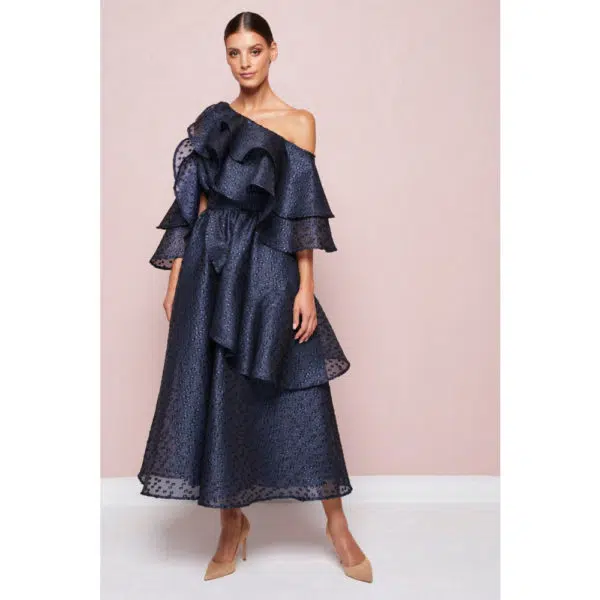 Poca & Poca Dark orchid navy blue flowy dress, view 2