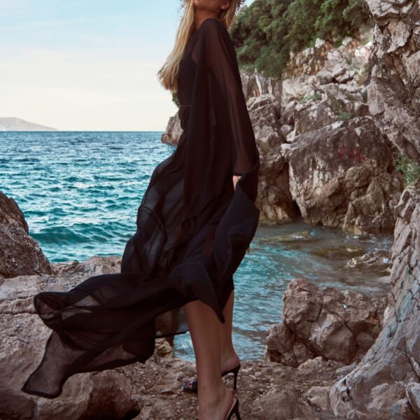 Antoninias Vellichor overlay in black beachwear dress, view 4