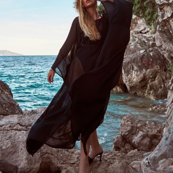 Antoninias Vellichor overlay in black beachwear dress, view 5