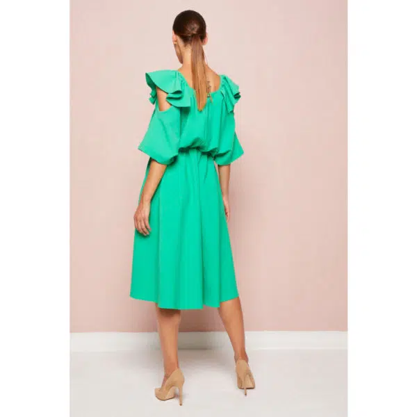 Poca & Poca Cotton bud green midi dress, view 4