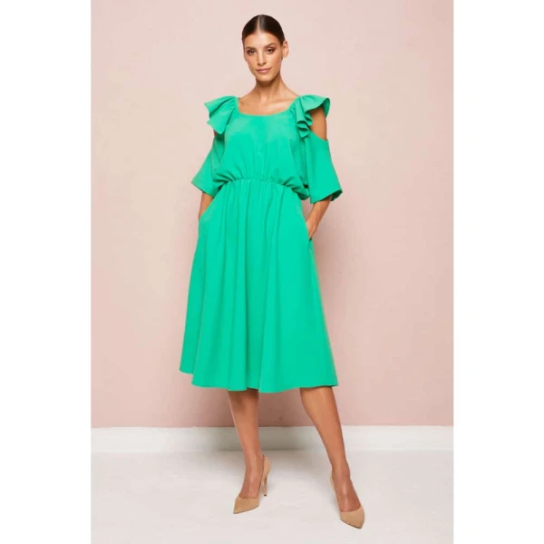 Cotton bud yellow midi dress Clothing dress Luxury Shoes 