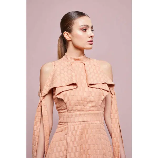 Poca & Poca Henna tiles apricot midi dress, view 5