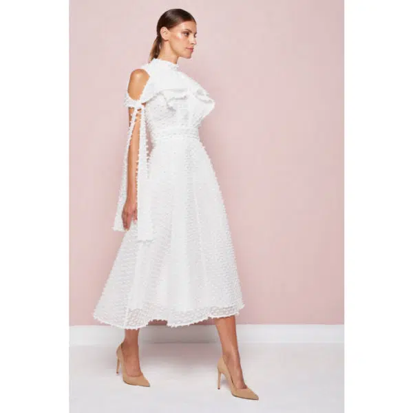 Poca & Poca Swan lake white midi dress, view 3