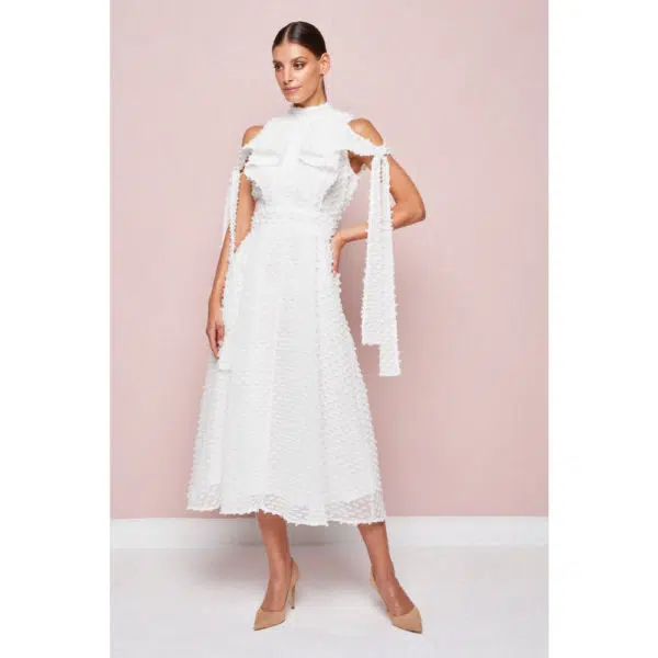 Poca & Poca Swan lake white midi dress, view 2