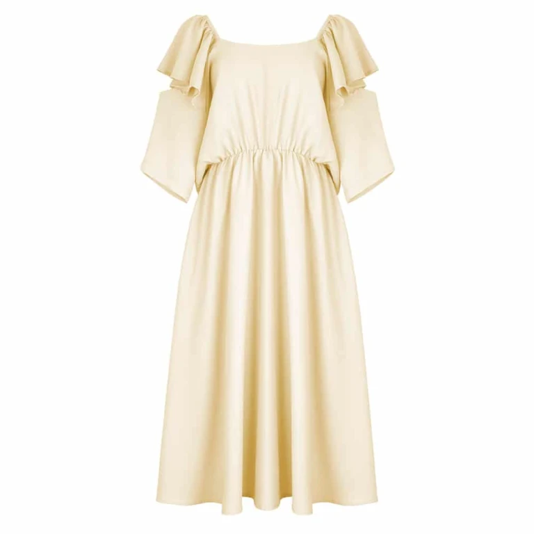 Cotton bud yellow midi dress Clothing dress Luxury Shoes 