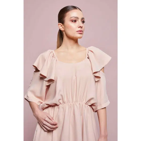Poca & Poca Cotton bud yellow midi dress, view 5