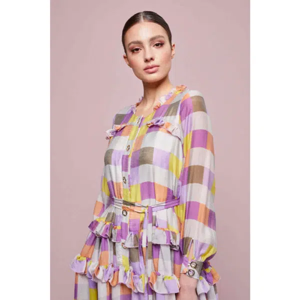 Poca & Poca Candy flurry colorful checkered dress, view 6