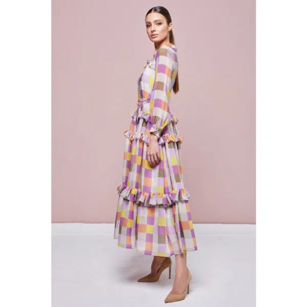 Poca & Poca Candy flurry colorful checkered dress, view 5