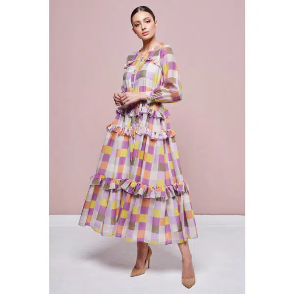 Poca & Poca Candy flurry colorful checkered dress, view 4