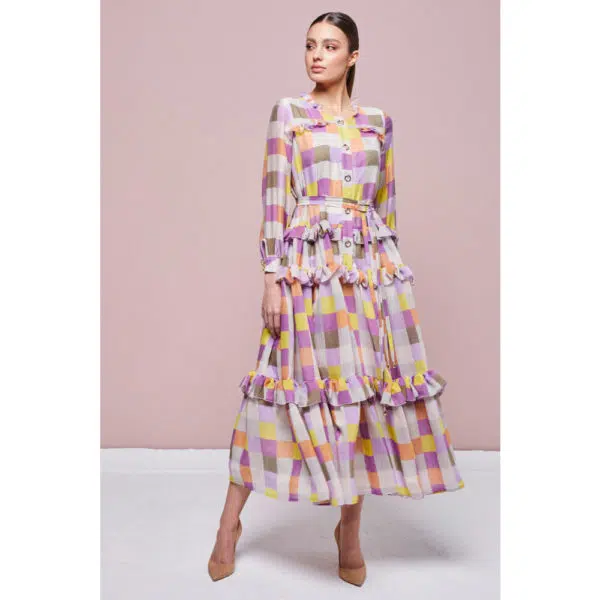 Poca & Poca Candy flurry colorful checkered dress, view 3