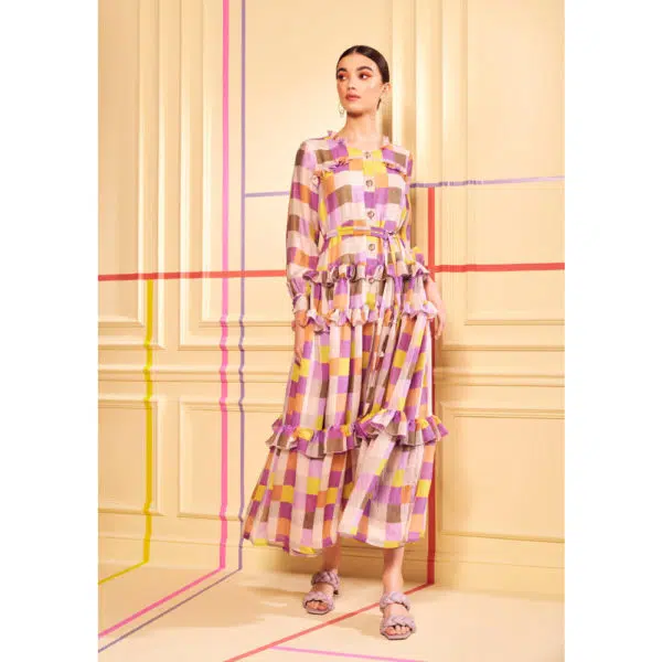 Poca & Poca Candy flurry colorful checkered dress, view 2