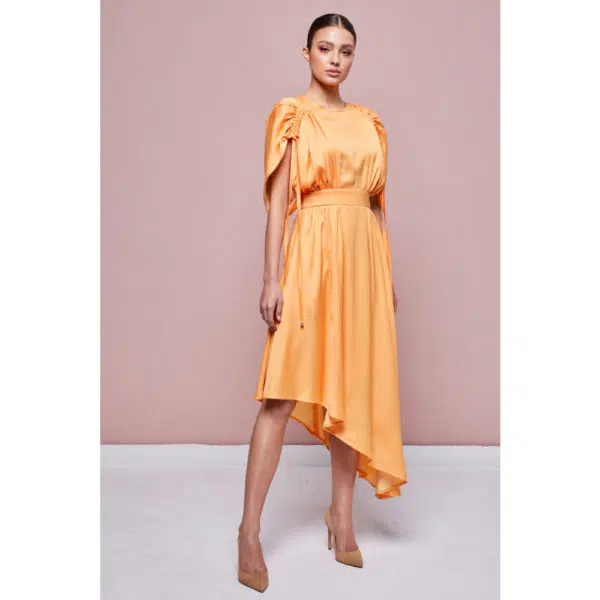 Poca & Poca Athena’s apple orange asymmetrical dress, view 3