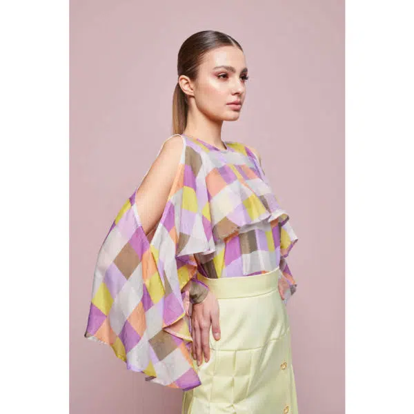 Poca & Poca Candy flurry colorful checkered blouse, view 6