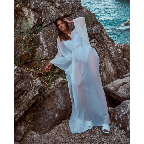 VELLICHOR ONE-PIECE OVERLAY WITH GOLDEN DETAILS IN WHITE