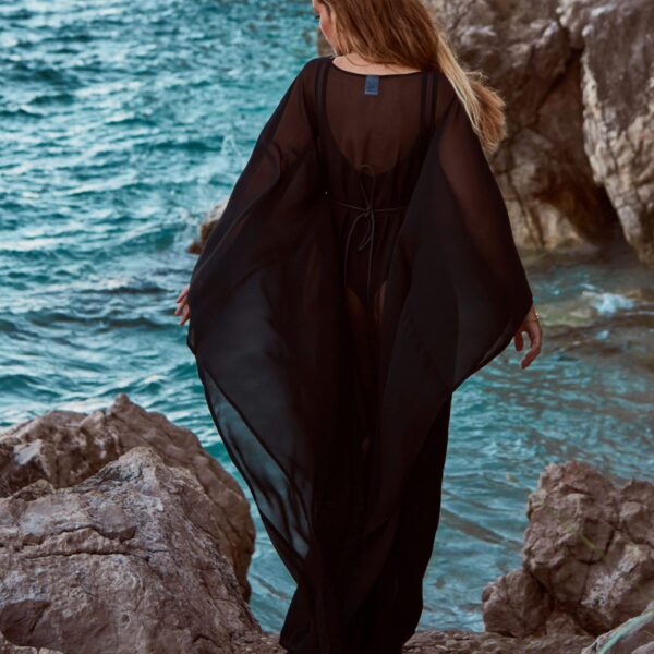 Antoninias Vellichor overlay in black beachwear dress, view 6