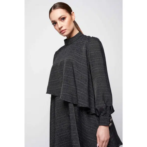 Poca & Poca Rain nostalgia black asymmetrical dress, view 4