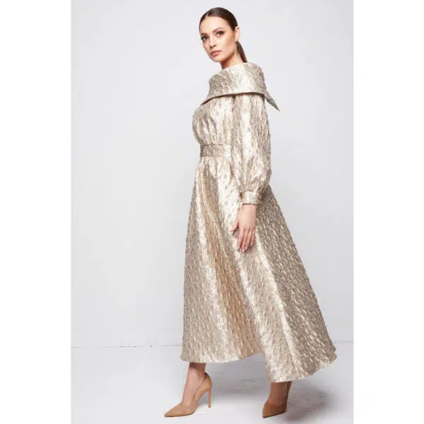 Poca & Poca Marigold gleam gold beige dress, view 3