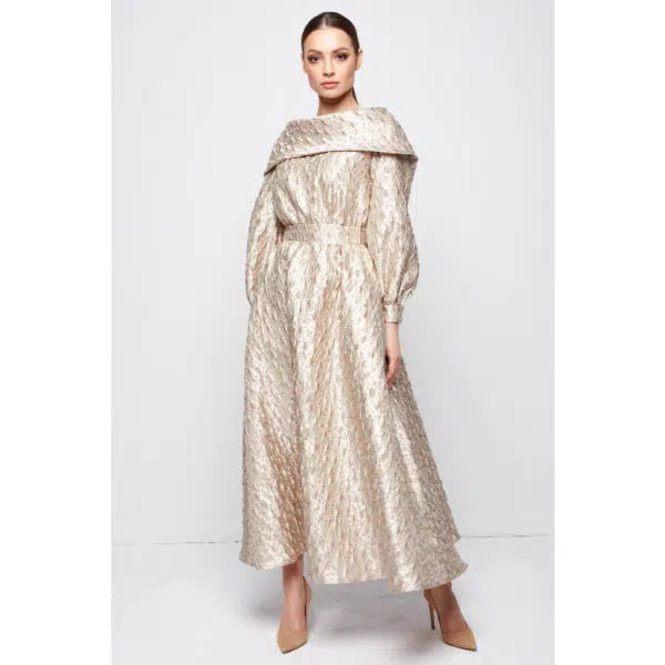 Poca & Poca Marigold gleam gold beige dress, view 2