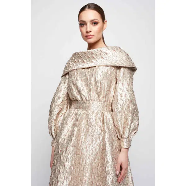 Poca & Poca Marigold gleam gold beige dress, view 4