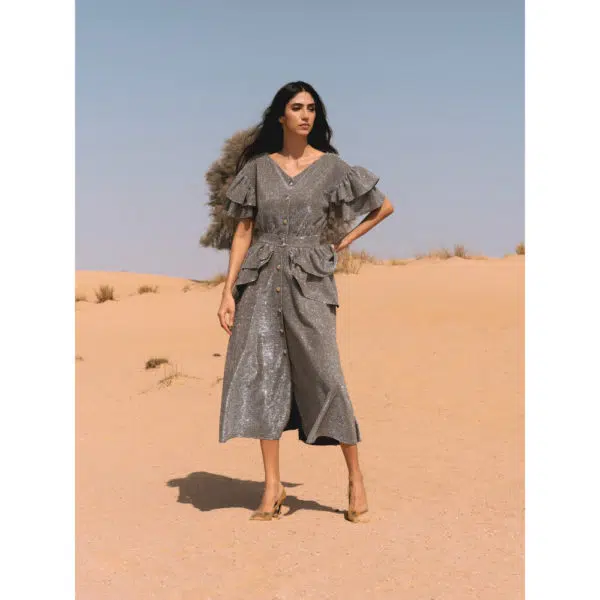 Poca & Poca Heart of Steel glittered silver dress, view 2