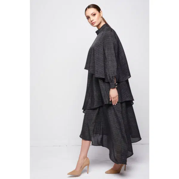 Poca & Poca Rain nostalgia black asymmetrical dress, view 3
