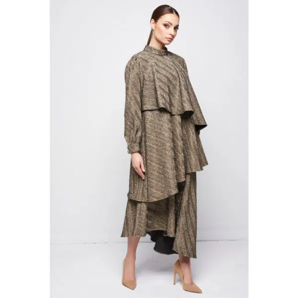 Poca & Poca Willow river gold asymmetrical dress, view 4