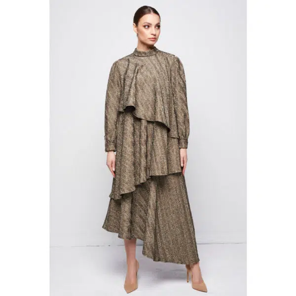 Poca & Poca Willow river gold asymmetrical dress, view 3