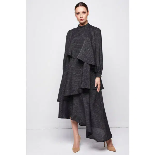Poca & Poca Rain nostalgia black asymmetrical dress, view 2