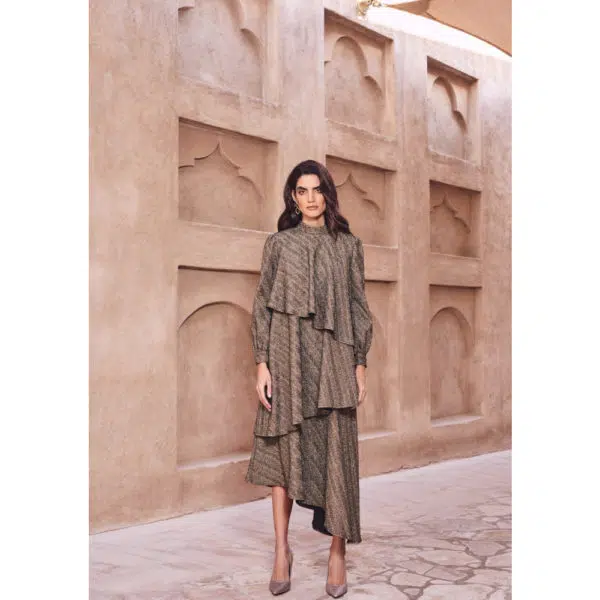 Poca & Poca Willow river gold asymmetrical dress, view 2