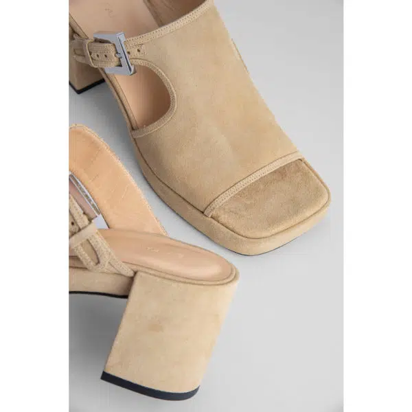 By Far Melba cappuccino suede leather sandal, view 7