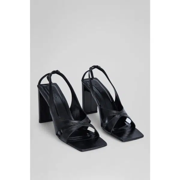 By Far Kseniya black creased leather sandal, view 2