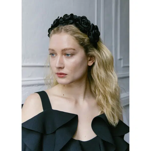 Jennifer Behr Rosalia black headband, view 3
