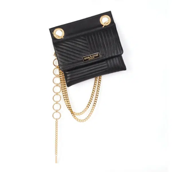 Poca & Poca Coffee grain black quilted leather bag, view 7