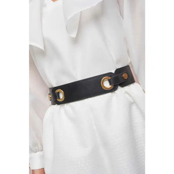 Poca & Poca Cofee grain leather belt, view 4