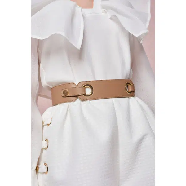 Poca & Poca Sleek peanut brown leather belt, view 4