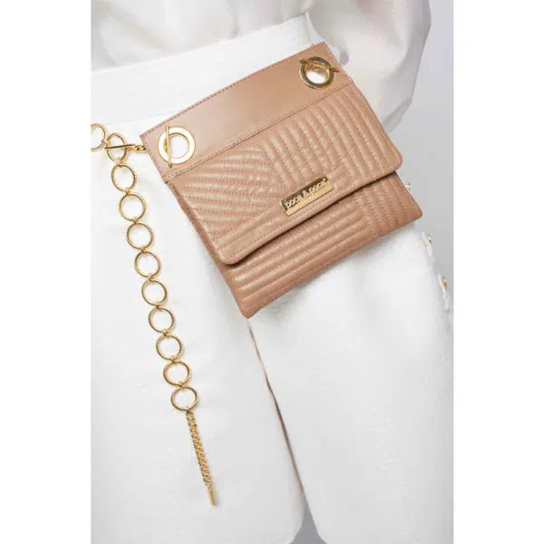 Poca & Poca Sleek peanut quilted leather bag, view 5