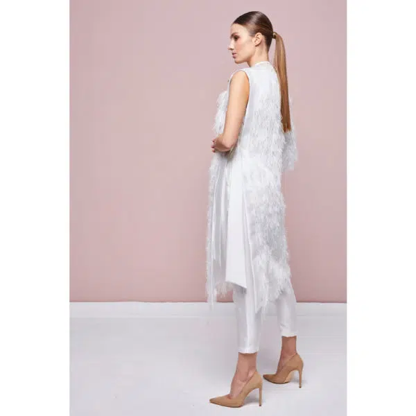 Poca & Poca Bird of paradise white feathery jacket, view 5
