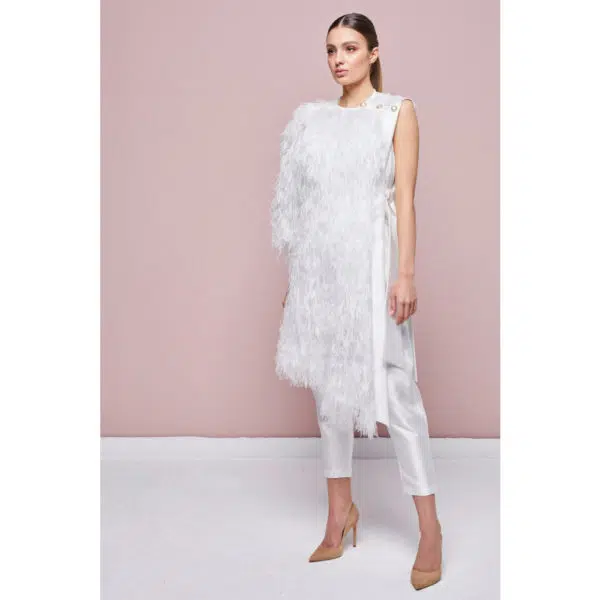 Poca & Poca Bird of paradise white feathery jacket, view 4