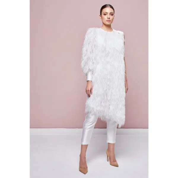 Poca & Poca Bird of paradise white feathery jacket, view 3