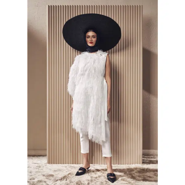 Poca & Poca Bird of paradise white feathery jacket, view 2