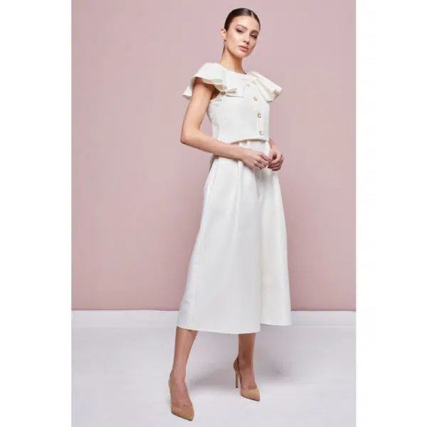 Poca & Poca Refined quartz ivory wide leg jumpsuit, view 2