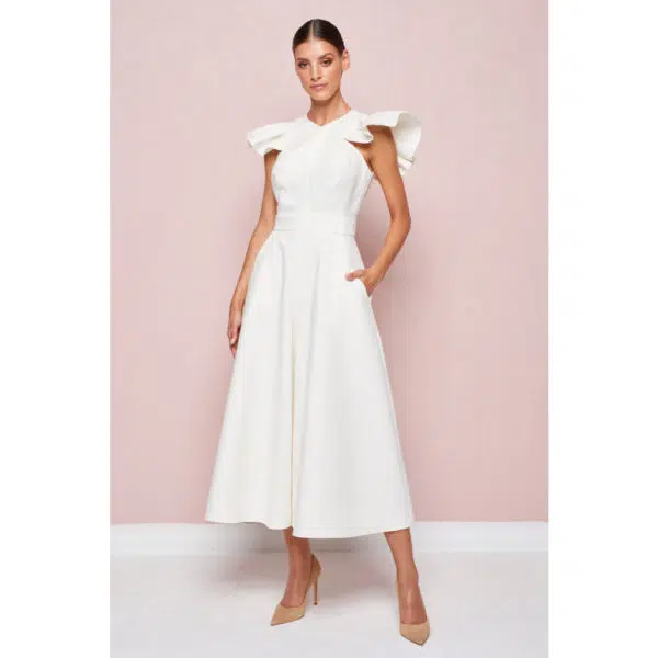 Poca & Poca Timid angel vanilla wide leg jumpsuit, view 3
