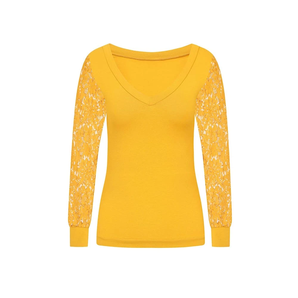 MUSTARD_YELLOW_V-NECK_COTTON_LACE_SLEEVE_TOP(1) Mustard Yellow Cotton V-Neck Top Clothing cotton top Luxury Shoes