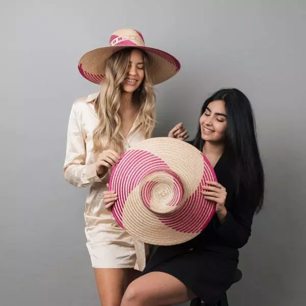 Washein Yonna Fuchsia Wide Brim Straw Hat, view 4
