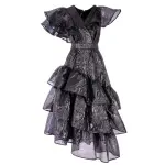 Poca & Poca Glossy grace black asymmetrical dress