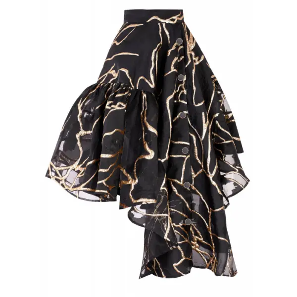 Poca & Poca Gold Thunder black asymmetrical skirt
