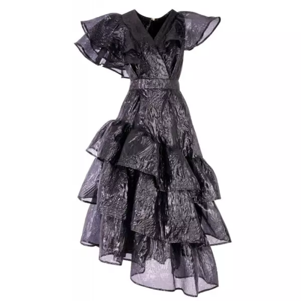 Glossy grace black asymmetrical dress Clothing dress Luxury Shoes 