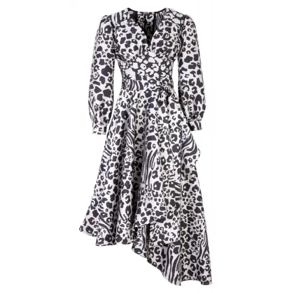 Poca & Poca Jungle gardenia grey textured dress