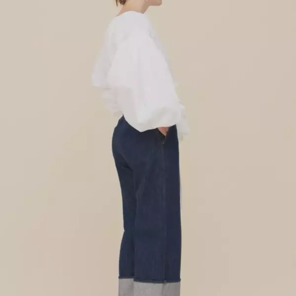 Patou Cropped button up white blouse, view 3