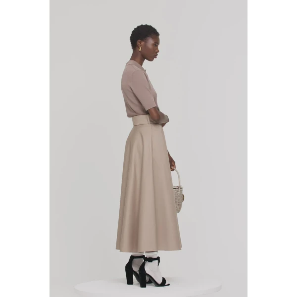 Belted flared midi skirt Clothing midi skirt Luxury Shoes 